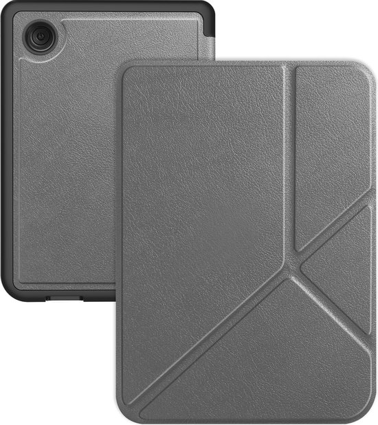 Hoes Geschikt voor Kobo Clara BW Hoesje Bookcase Cover Hoes Trifold - Hoesje Geschikt voor Kobo Clara BW Hoes Cover Case - Grijs van Berbineo