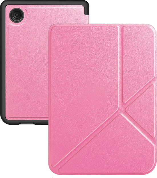 Hoes Geschikt voor Kobo Clara BW Hoesje Bookcase Cover Hoes Trifold - Hoesje Geschikt voor Kobo Clara BW Hoes Cover Case - Roze van Merkloos