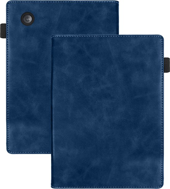 Hoes Geschikt voor Kobo Clara BW Leren Hoesje Bookcase Cover Hoes - Hoesje Geschikt voor Kobo Clara BW Hoes Cover Case Leer - Donkerblauw van MMOBIEL