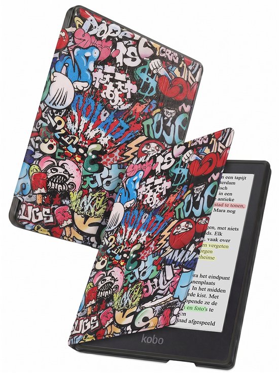 Hoes Geschikt voor Kobo Clara BW - Luxe E-reader Trifold Case - Bescherm Hoesje Book Cover - Graffity