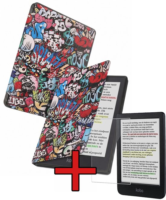 Hoes Geschikt voor Kobo Clara BW - Met Screenprotector - Luxe E-reader Trifold Case - Bescherm Hoesje Book Cover - Graffity