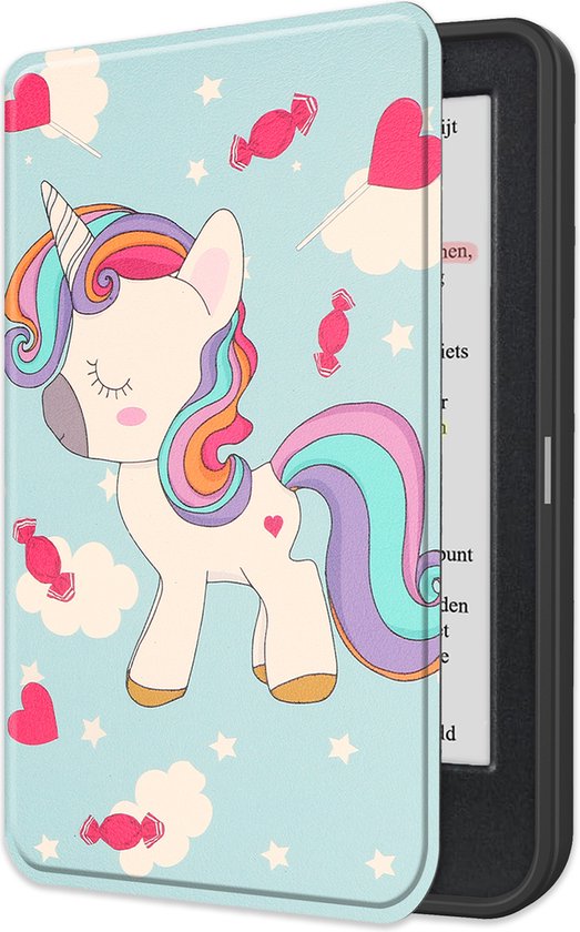 Hoes Geschikt voor Kobo Clara Colour Hoesje Bookcase Cover Book Case Hoes Sleepcover - Eenhoorn van Smartphoto