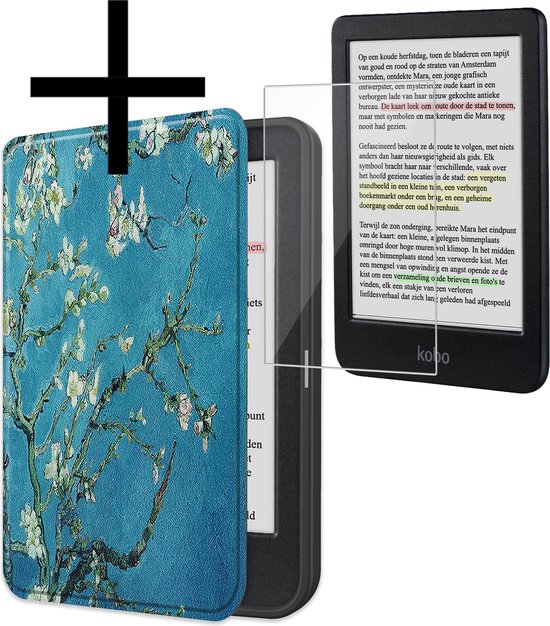 Hoes Geschikt voor Kobo Clara Colour Hoesje Bookcase Cover Book Case Hoes Sleepcover Met Screenprotector - Bloesem van Merkloos