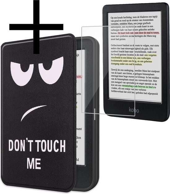 Hoes Geschikt voor Kobo Clara Colour Hoesje Bookcase Cover Book Case Hoes Sleepcover Met Screenprotector - Don't Touch Me van ISN Toys