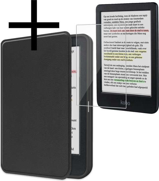 Hoes Geschikt voor Kobo Clara Colour Hoesje Bookcase Cover Book Case Hoes Sleepcover Met Screenprotector - Zwart van MMOBIEL