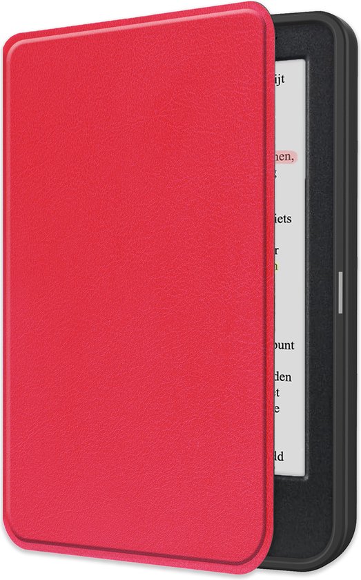 Hoes Geschikt voor Kobo Clara Colour Hoesje Bookcase Cover Book Case Hoes Sleepcover - Rood van i12Cover