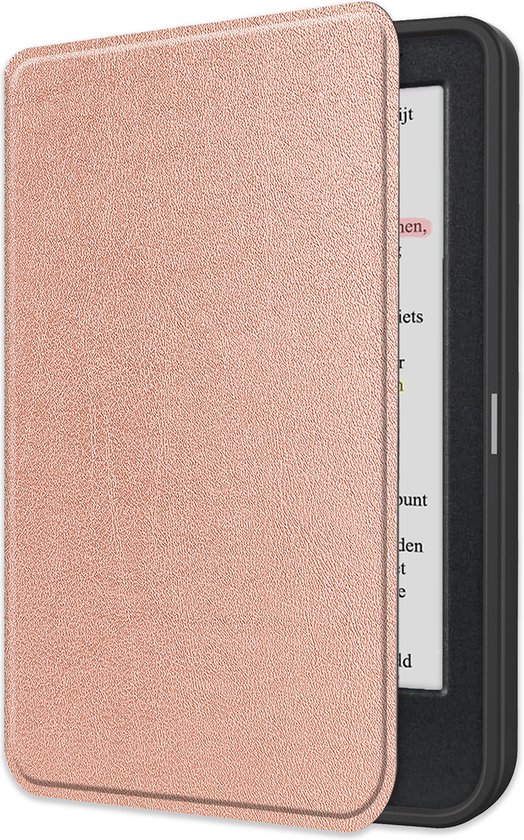Hoes Geschikt voor Kobo Clara Colour Hoesje Bookcase Cover Book Case Hoes Sleepcover - Rosé Goud van Accezz