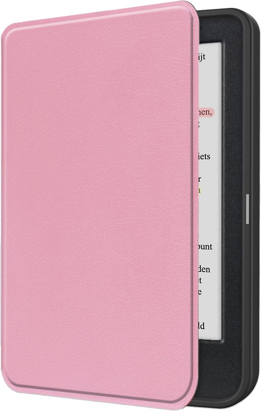 Hoes Geschikt voor Kobo Clara Colour Hoesje Bookcase Cover Book Case Hoes Sleepcover - Roze van Merkloos