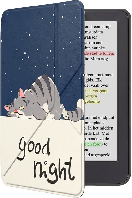 Hoes Geschikt voor Kobo Clara Colour Hoesje Bookcase Cover Book Case Hoes Sleepcover Trifold - Kat
