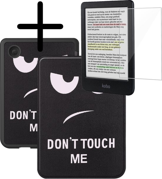Hoes Geschikt voor Kobo Clara Colour Hoesje Bookcase Cover Hoes Met Screenprotector - Hoesje Geschikt voor Kobo Clara Colour Hoes Cover Case - Don't Touch Me van Caseland