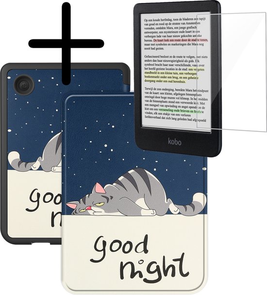 Hoes Geschikt voor Kobo Clara Colour Hoesje Bookcase Cover Hoes Met Screenprotector - Hoesje Geschikt voor Kobo Clara Colour Hoes Cover Case - Kat van MMOBIEL