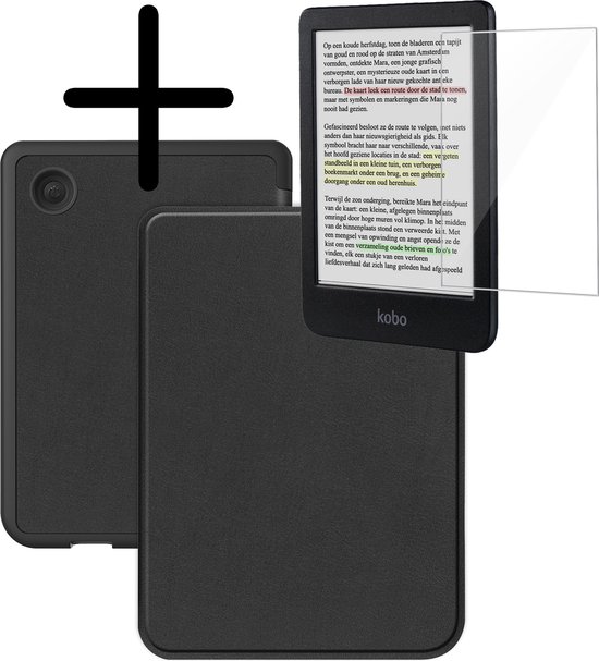 Hoes Geschikt voor Kobo Clara Colour Hoesje Bookcase Cover Hoes Met Screenprotector - Hoesje Geschikt voor Kobo Clara Colour Hoes Cover Case - Zwart van Bronkie.