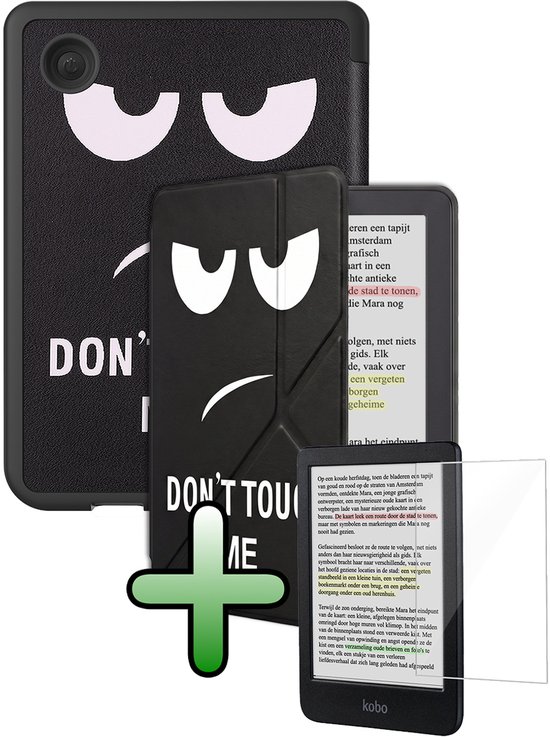Hoes Geschikt voor Kobo Clara Colour Hoesje Bookcase Cover Hoes Trifold Met Screenprotector - Hoesje Geschikt voor Kobo Clara Colour Hoes Cover Case - Don't Touch Me