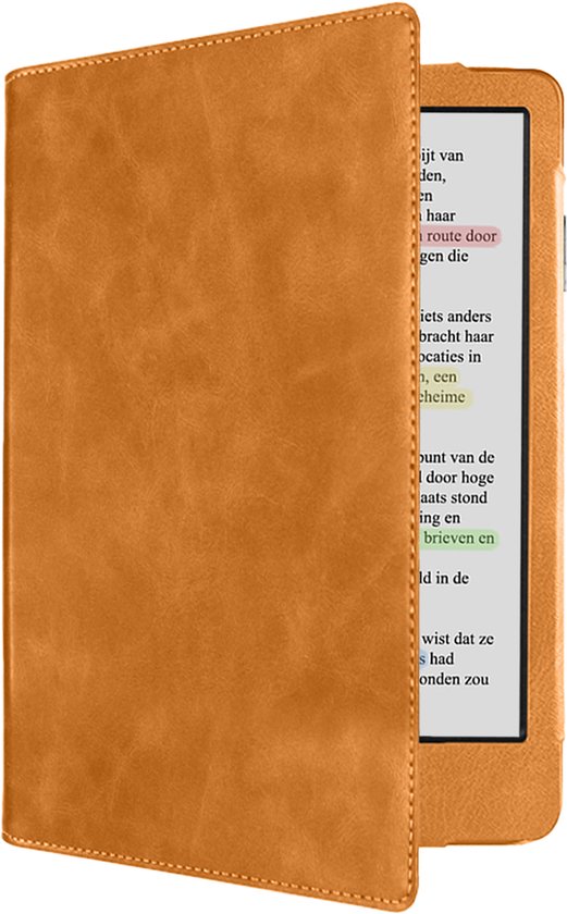 Hoes Geschikt voor Kobo Clara Colour Leren Hoesje Bookcase Cover Book Case Hoes Sleepcover Leer - Bruin van Fitting4U