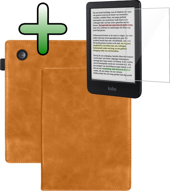 Hoes Geschikt voor Kobo Clara Colour Leren Hoesje Bookcase Cover Hoes Met Screenprotector - Hoesje Geschikt voor Kobo Clara Colour Hoes Cover Case Leer - Bruin van TOAST officiële®