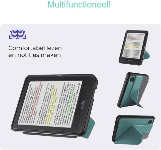 Hoes Geschikt voor Kobo Clara Colour - Luxe E-reader Trifold Case - Bescherm Hoesje Book Cover - Donkergroen
