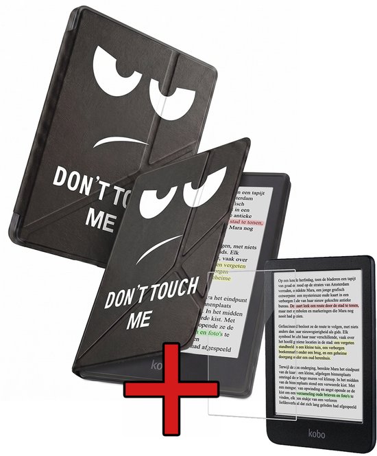 Hoes Geschikt voor Kobo Clara Colour - Met Screenprotector - Luxe E-reader Trifold Case - Bescherm Hoesje Book Cover - Don't Touch Me