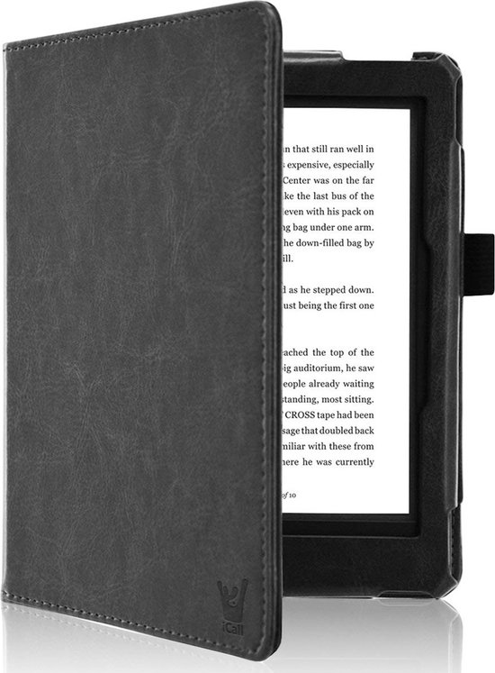 Hoes geschikt voor Kobo Clara HD - Book Case Premium Sleep Cover Leer Hoesje met Auto/Wake Functie - Zwart van i12Cover