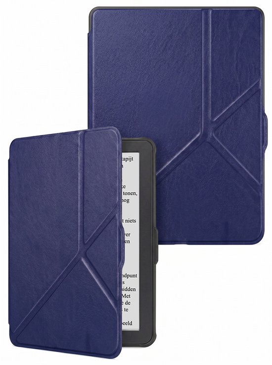 Hoes Geschikt voor Kobo Clara HD - E-reader Bescherm Hoesje Case Sleep Cover Trifold - Hoes Geschikt voor Kobo Clara HD Hoesje - Donkerblauw