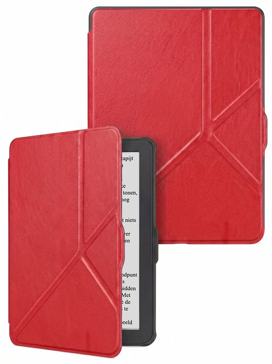 Hoes Geschikt voor Kobo Clara HD - E-reader Bescherm Hoesje Case Sleep Cover Trifold - Hoes Geschikt voor Kobo Clara HD Hoesje - Rood