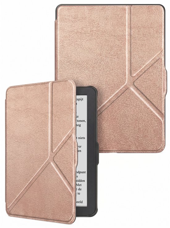 Hoes Geschikt voor Kobo Clara HD - E-reader Bescherm Hoesje Case Sleep Cover Trifold - Hoes Geschikt voor Kobo Clara HD Hoesje - Rosé Goud