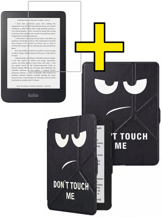 Hoes Geschikt voor Kobo Clara HD - E-reader Bescherm Hoesje Case Sleep Cover Trifold Met Screenprotector - Hoes Geschikt voor Kobo Clara HD Hoesje - Don't Touch Me