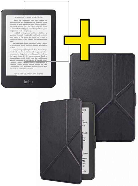 Hoes Geschikt voor Kobo Clara HD - E-reader Bescherm Hoesje Case Sleep Cover Trifold Met Screenprotector - Hoes Geschikt voor Kobo Clara HD Hoesje - Zwart
