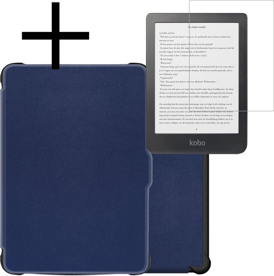 Hoes Geschikt voor Kobo Clara HD Hoesje Bookcase Cover Book Case Hoes Sleepcover Met Screenprotector - Donkerblauw van MMOBIEL