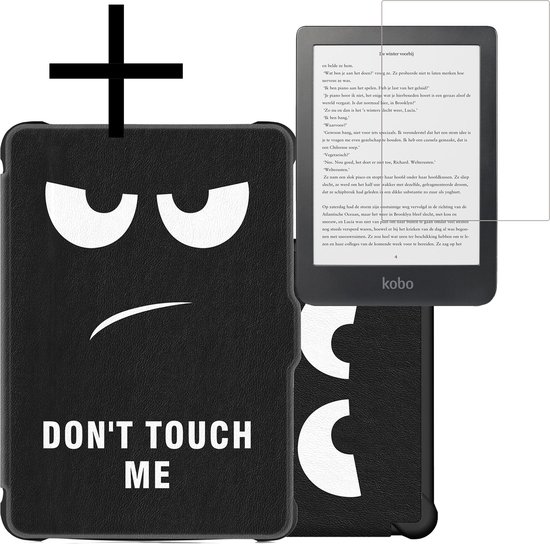 Hoes Geschikt voor Kobo Clara HD Hoesje Bookcase Cover Book Case Hoes Sleepcover Met Screenprotector - Don't Touch Me van TBeeCover