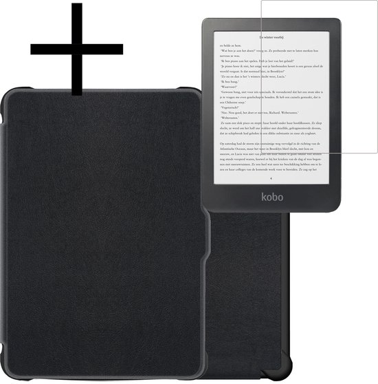 Hoes Geschikt voor Kobo Clara HD Hoesje Bookcase Cover Book Case Hoes Sleepcover Met Screenprotector - Zwart van E-Dreams