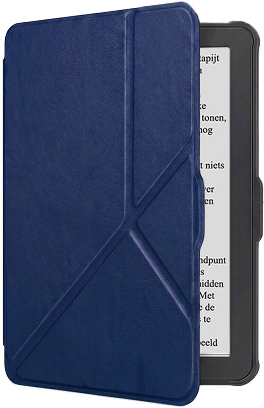 Hoes Geschikt voor Kobo Clara HD Hoesje Bookcase Cover Book Case Hoes Sleepcover Trifold - Donkerblauw