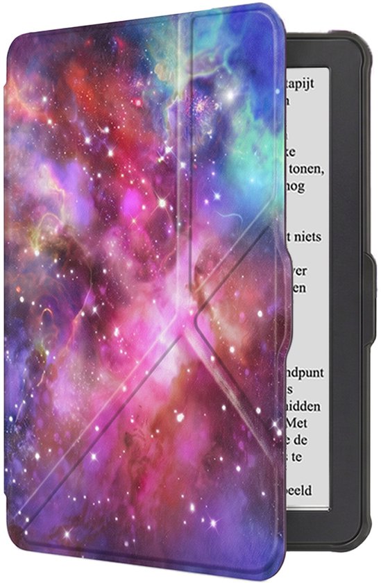 Hoes Geschikt voor Kobo Clara HD Hoesje Bookcase Cover Book Case Hoes Sleepcover Trifold - Galaxy