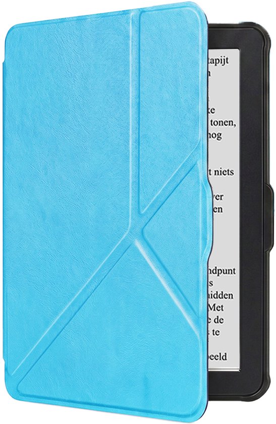 Hoes Geschikt voor Kobo Clara HD Hoesje Bookcase Cover Book Case Hoes Sleepcover Trifold - Lichtblauw