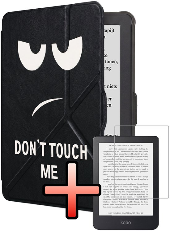 Hoes Geschikt voor Kobo Clara HD Hoesje Bookcase Cover Book Case Hoes Sleepcover Trifold Met Screenprotector - Don't Touch Me