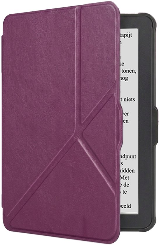Hoes Geschikt voor Kobo Clara HD Hoesje Bookcase Cover Book Case Hoes Sleepcover Trifold - Paars