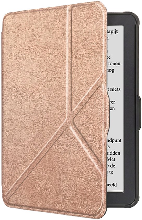 Hoes Geschikt voor Kobo Clara HD Hoesje Bookcase Cover Book Case Hoes Sleepcover Trifold - Rosé Goud