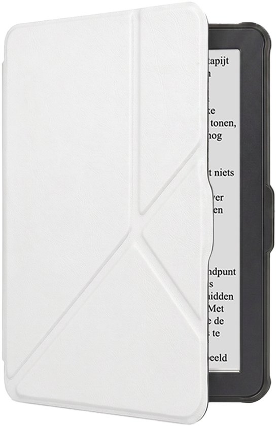 Hoes Geschikt voor Kobo Clara HD Hoesje Bookcase Cover Book Case Hoes Sleepcover Trifold - Wit