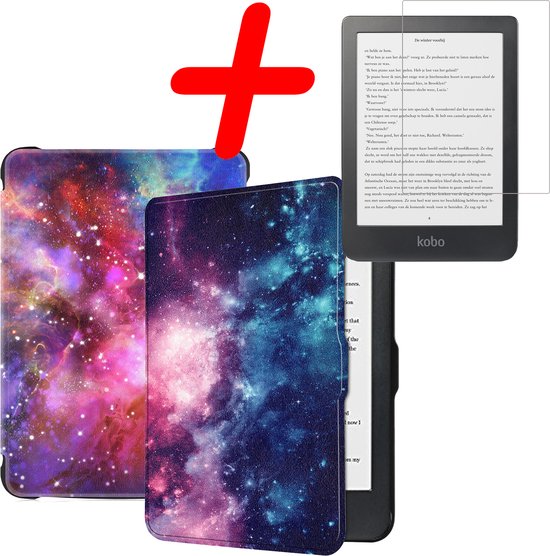 Hoes Geschikt voor Kobo Clara HD Hoesje Bookcase Cover Hoes Met Screenprotector - Hoesje Geschikt voor Kobo Clara HD Hoes Cover Case - Galaxy van Galaxy