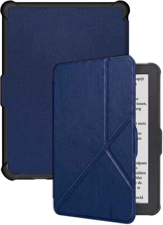 Hoes Geschikt voor Kobo Clara HD Hoesje Bookcase Cover Hoes Trifold - Hoesje Geschikt voor Kobo Clara HD Hoes Cover Case - Donkerblauw
