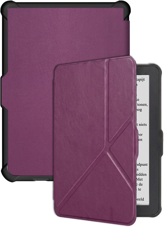 Hoes Geschikt voor Kobo Clara HD Hoesje Bookcase Cover Hoes Trifold - Hoesje Geschikt voor Kobo Clara HD Hoes Cover Case - Paars