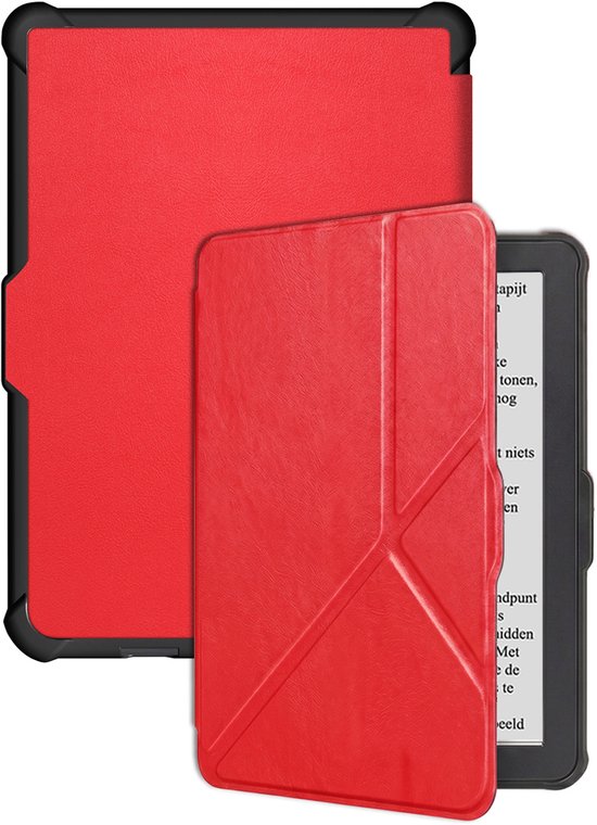 Hoes Geschikt voor Kobo Clara HD Hoesje Bookcase Cover Hoes Trifold - Hoesje Geschikt voor Kobo Clara HD Hoes Cover Case - Rood