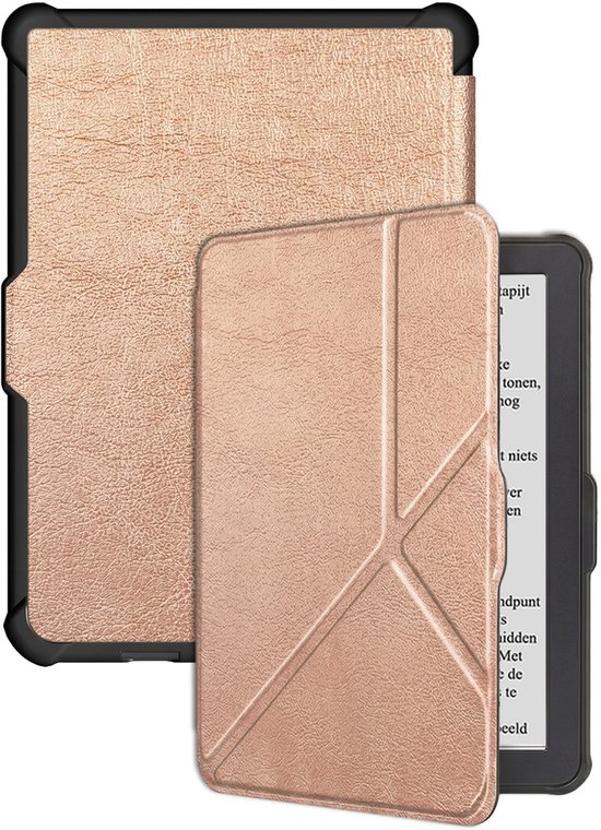 Hoes Geschikt voor Kobo Clara HD Hoesje Bookcase Cover Hoes Trifold - Hoesje Geschikt voor Kobo Clara HD Hoes Cover Case - Rosé Goud