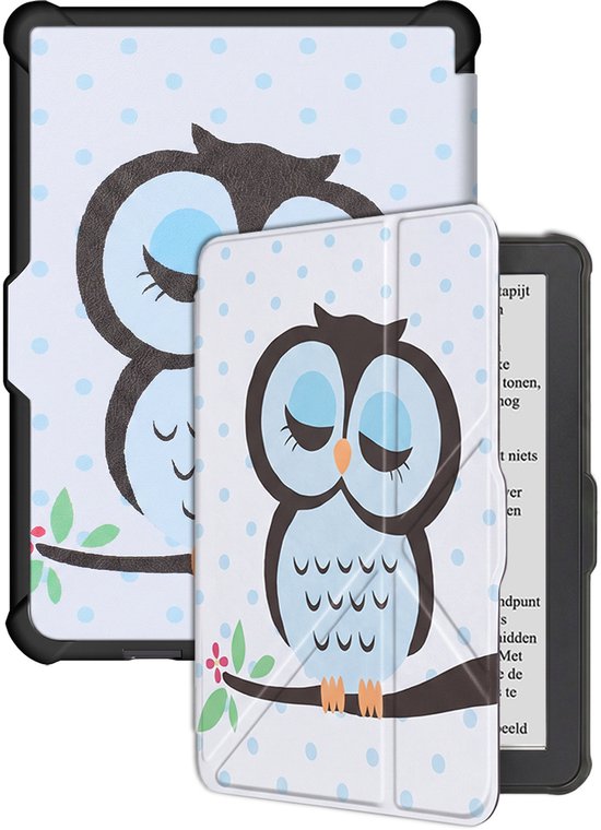 Hoes Geschikt voor Kobo Clara HD Hoesje Bookcase Cover Hoes Trifold - Hoesje Geschikt voor Kobo Clara HD Hoes Cover Case - Uil