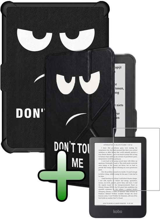 Hoes Geschikt voor Kobo Clara HD Hoesje Bookcase Cover Hoes Trifold Met Screenprotector - Hoesje Geschikt voor Kobo Clara HD Hoes Cover Case - Don't Touch Me