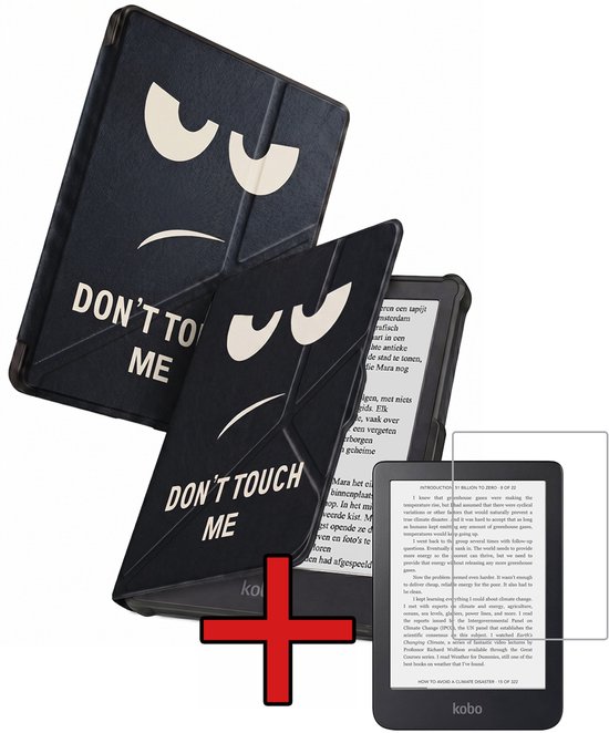 Hoes Geschikt voor Kobo Clara HD - Met Screenprotector - Luxe E-reader Trifold Case - Bescherm Hoesje Book Cover - Don't Touch Me