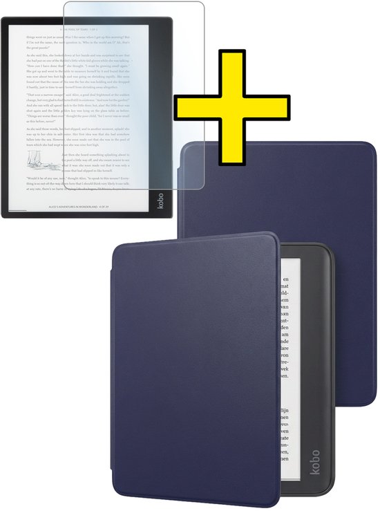 Hoes Geschikt voor Kobo Elipsa 2E - E-reader Bescherm Hoesje Case Sleep Cover Met Screenprotector - Hoes Geschikt voor Kobo Elipsa 2E Hoesje - Donkerblauw