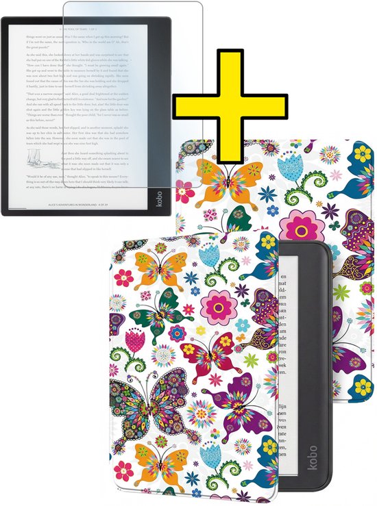 Hoes Geschikt voor Kobo Elipsa 2E - E-reader Bescherm Hoesje Case Sleep Cover Met Screenprotector - Hoes Geschikt voor Kobo Elipsa 2E Hoesje - Vlinders
