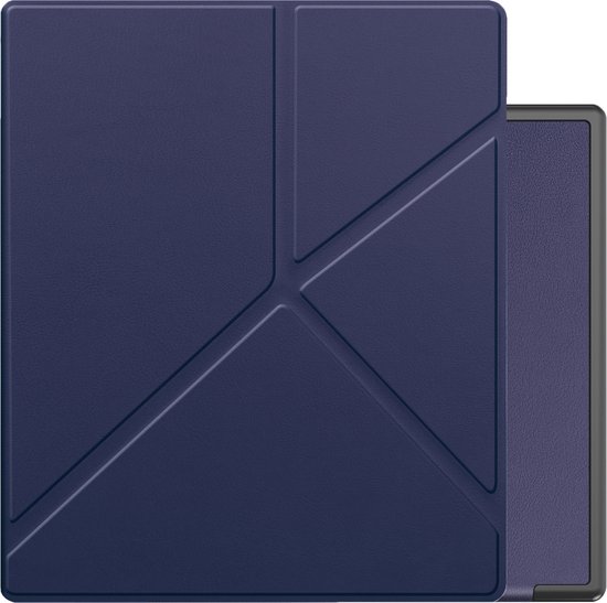 Hoes Geschikt voor Kobo Elipsa 2E Hoesje Bookcase Cover Book Case Hoes Sleepcover Trifold - Donkerblauw van Echt Heldere.
