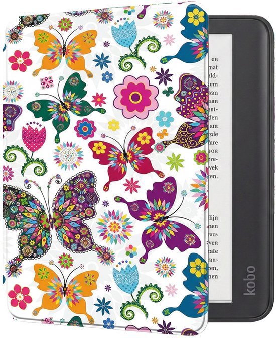 Hoes Geschikt voor Kobo Elipsa 2E Hoesje Bookcase Cover Book Case Hoes Sleepcover - Vlinders
