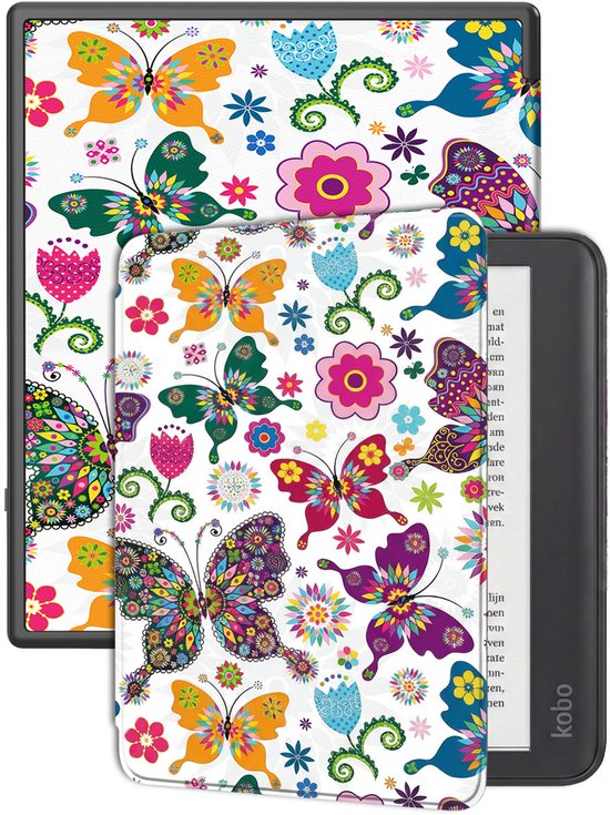 Hoes Geschikt voor Kobo Elipsa 2E Hoesje Bookcase Cover Hoes - Hoesje Geschikt voor Kobo Elipsa 2E Hoes Cover Case - Vlinders